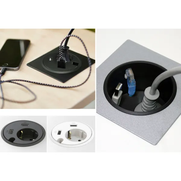 RB POWER DOT 1x220V 2xUSB 1xl. laidas L1500 juoda