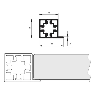 Profilis CUBE medinei lentynai L3000mm, juoda anoduotas