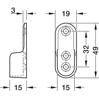 Laikiklis vamzdžiui galinis 30x15mm, juoda