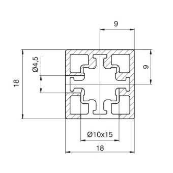 Profilis CUBE stiklo lentynai L3000mm, juoda anoduotas