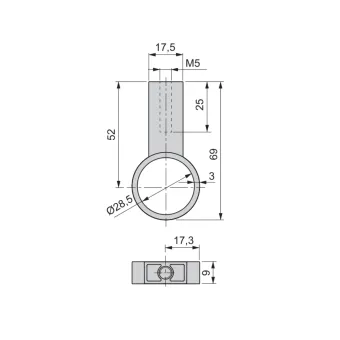 Mid support for Ø28mm tube black