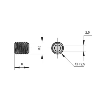 Varžtas M5x6mm, CUBE juoda