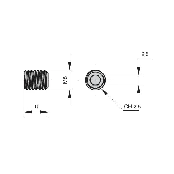 Varžtas M5x6mm, CUBE juoda