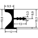 Aluminum handle profile, for recess mounting L3500mm