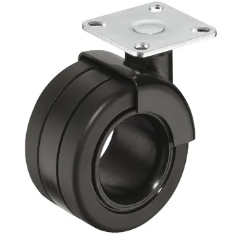 Ratukas su plokštele Ø68mm, H82mm, juoda