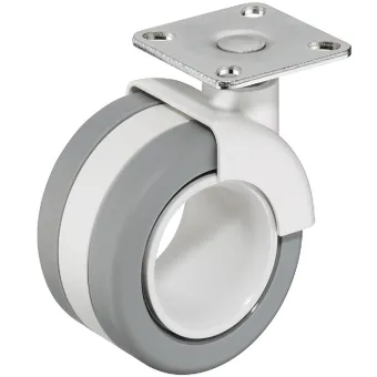 Twin wheel castor, Load bearing capacity 50kg, with screw-on plate