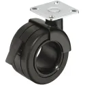 Twin wheel castor, Load bearing capacity 50kg, with screw-on plate
