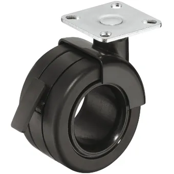 Twin wheel castor, Load bearing capacity 50kg, with screw-on plate