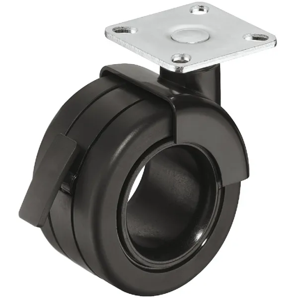 Twin wheel castor, Load bearing capacity 50kg, with screw-on plate