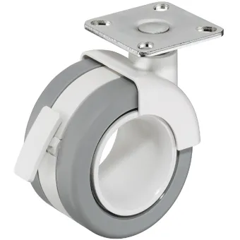 Twin wheel castor, Load bearing capacity 50kg, with screw-on plate