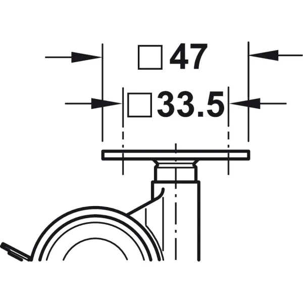 Ratukas su plokštele Ø40mm, H42mm, su stabdžiu balta/pilka