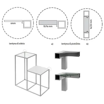 Strypas iQube 16x16mm, L600mm, juoda