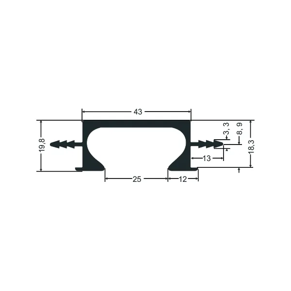 Profilis aliuminis rankenėlei L3500mm