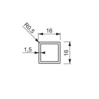 Profilis iQube 16x16mm, L3500mm, aliuminis