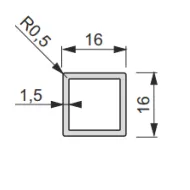Profilis iQube 16x16 L3500 aliuminis