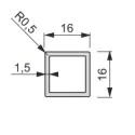 Profilis iQube 16x16mm, L3500mm, juoda