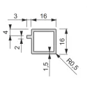 Profilis iQube 16x16mm, su 1 laikikliu L3500mm, juoda
