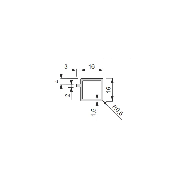 Profilis iQube 16x16mm, su 1 laikikliu L3500mm, juoda