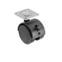 Furniture castor with brake Ø40mm plastic, black
