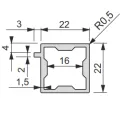 Profile iQube 22x22mm with 1 bracket L3500mm black