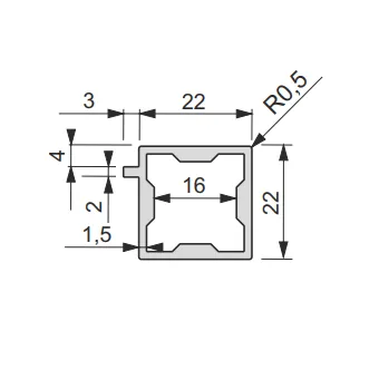 Profilis iQube 22x22mm, su 1 laikikliu L3500mm, juoda