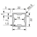 Profilis iQube 22x22mm, su 2 laikikliais L3500mm, juoda