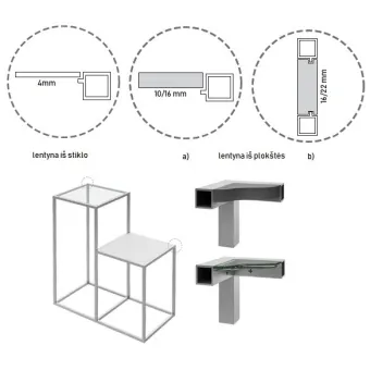 Profile iQube 22x22mm with 2 brackets L3500mm black