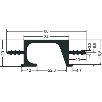 Aluminum handle profile L3500mm