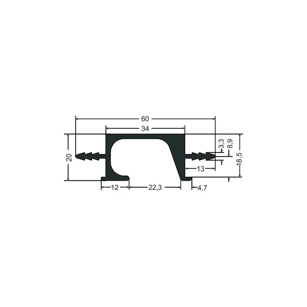Aluminum handle profile L3500mm