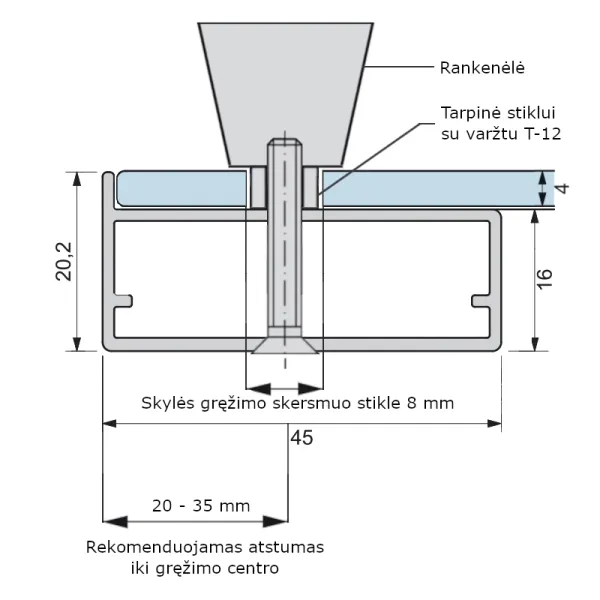 Profilis aliuminio klijuojamam stiklui L3500