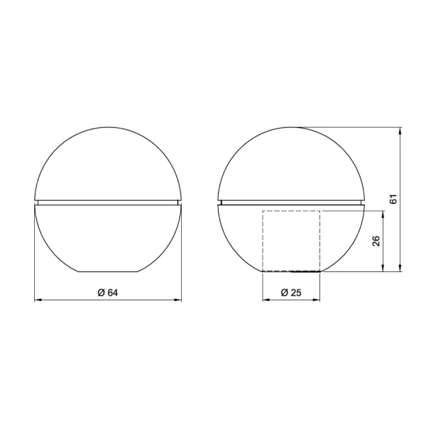 Endcap for Ø25mm tube, round, chrome
