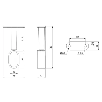 Laikiklis distancinis tarpinis 30x15mm, ovaliam vamzdžiui reguliuojamas