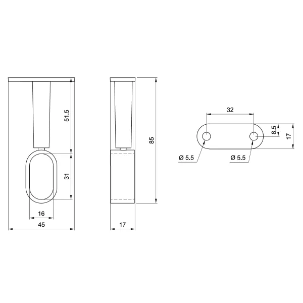 Laikiklis distancinis tarpinis 30x15mm, ovaliam vamzdžiui reguliuojamas