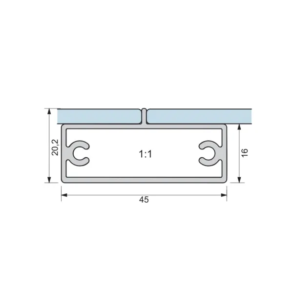 Partition for frame profile 11/18/19/21, L3500mm, aluminium anodized, black