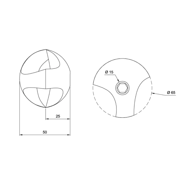 Ø25mm tube connection, double, left