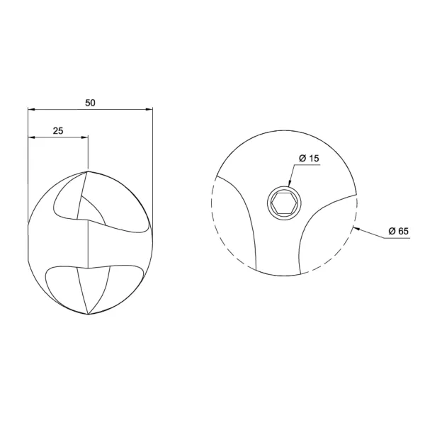 Ø25mm tube connection, double, right