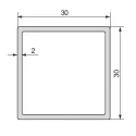Profile aluminum 30x30x2mm L3500mm black