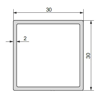 Profilis aliuminio 30x30x2mm, L3500mm, juoda