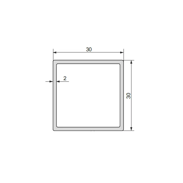 Profile aluminum 30x30x2mm L3500mm black