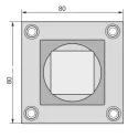 Plate for furniture legs, central, aluminum K-30 80x80mm