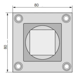 Tvirtinimas kojelėms centrinis aliuminis K-30 80x80mm