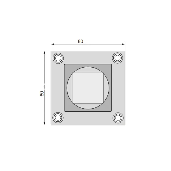 Plate for furniture legs, central, aluminum K-30 80x80mm