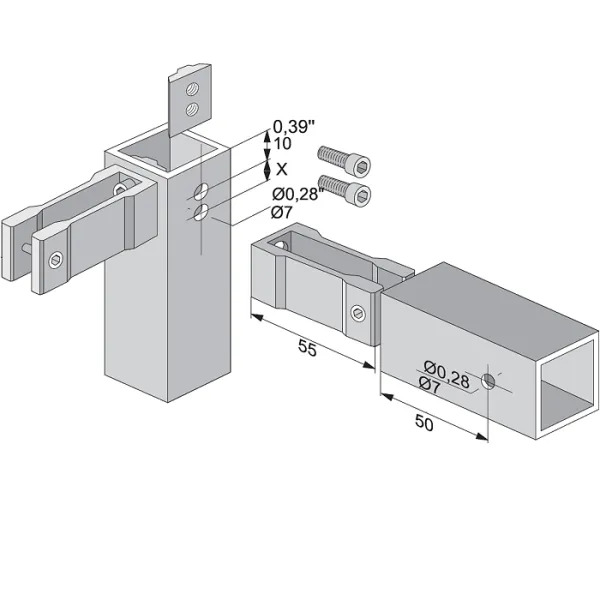 Connector for profile 30x30x2mm 90°