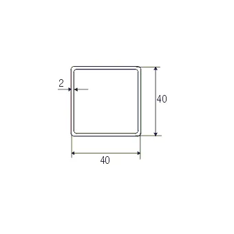 Profilis aliuminio 40x40x2mm, L5000mm