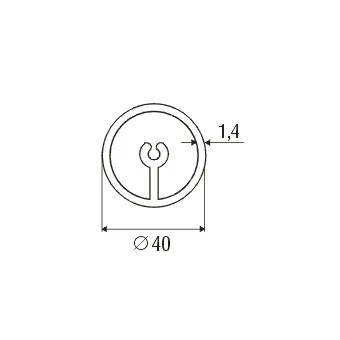 Profile aluminum Ø40mm with partition L5000mm