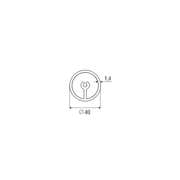 Profilis aliuminio Ø40mm, su pertvara L5000mm
