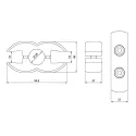 Double-sided connection for glass/chipboard