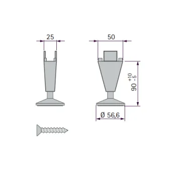 Adjustable support for STILI PHOS vertical profile, stainless steel/chrome