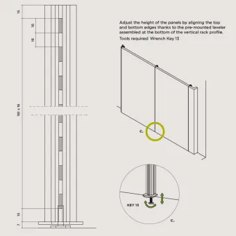Profilis vertikalus WALK-IN L2606mm, aliuminis MODUS