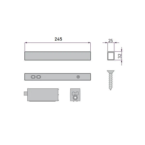 Intermediate wall connection element L245mm black STILI PHOS